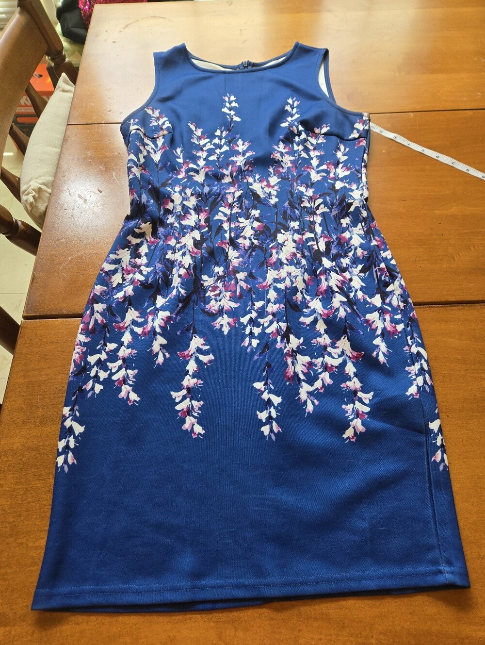 Blue Floral Sleeveless Mini Dress